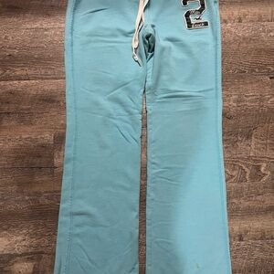 Hollister Teal Drawstring Sweatpants with Patch Detail